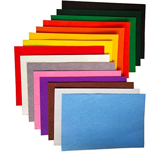 15PCS Assorted Colors Adhesive Felt Fabric Sheets,15 Colors A4 Size Fabric Sticky Back Sheet,8.3 by 11.8 Inch for Art,Craft Making,Self-Adhesive