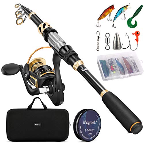 Magreel Telescopic Fishing Rod and Reel Combo Set with Fishing Line, Fishing Lures Kit& Accessories and Carrier Bag for Saltwater Freshwater