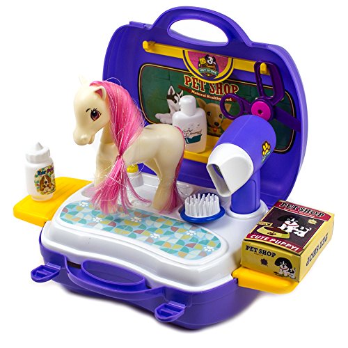 Pet Pony Learning Carrier Toy - Horse Family 16 Pcs