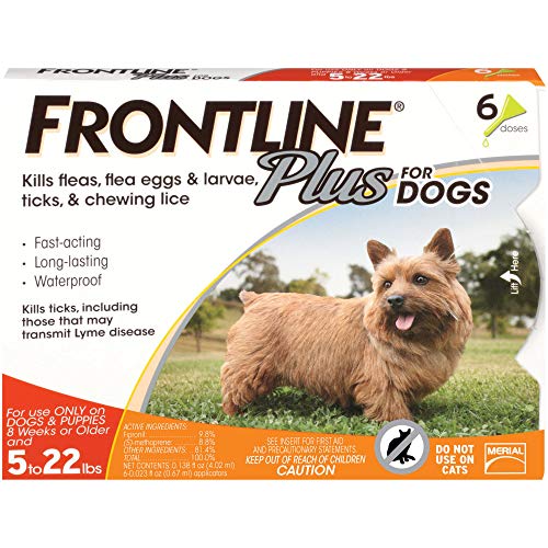 FRONTLINE Plus Flea and Tick Treatment for Dogs (Small Dog, 5-22 Pounds, 6 Doses)
