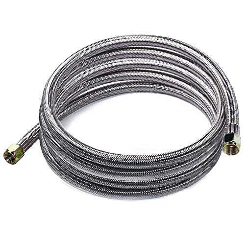 DOZYANT 12 Feet Braided Stainless Propane Hose Assembly with Both 3/8' Female Flare for RV, Gas Grill, Heater, Fire Pit