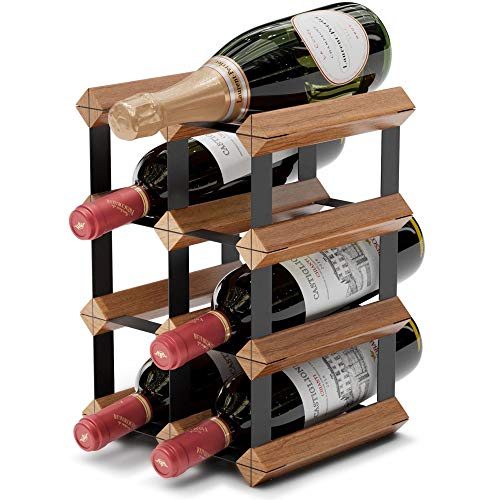 Countertop Wine Rack - 6 Bottle Wine Holder w/ 2 Extra Slots - No Assembly Required - Small Wine Racks Countertop - Small Wine Rack Countertop - Metal Wine Rack - Wine Bottle Rack - Tabletop Wine Rack