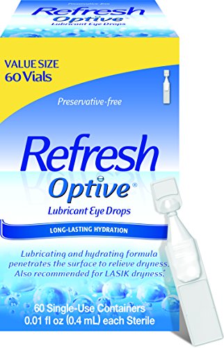 Refresh Optive Lubricant Eye Drops, 60 Single-Use Containers, 0.01 Fl Oz (0.4mL) Each Sterile