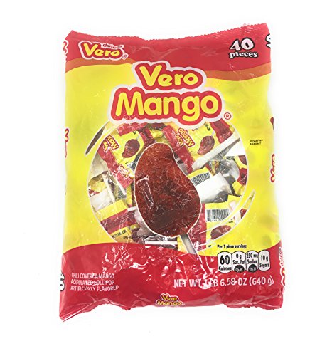 Dulces Vero Vero Mango Paletas Sabor Fresa Con Chile Mexican Hard Candy Chili Pops 40 Pc