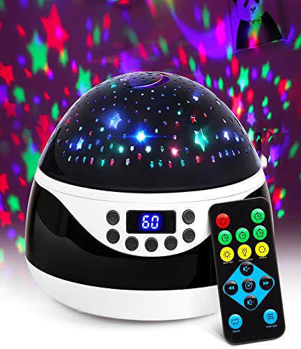 AnanBros Remote Baby Night Light with Timer Music, Star Night Light Projector for Kids, Rotating Kids Night Lights for Bedroom 9 Color Options, Projection Lamp for Baby Christmas Gifts Black