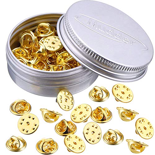 Brass Clutch Badge Insignia Clutches Pin Backs Replacement (Gold, 50 Pieces)