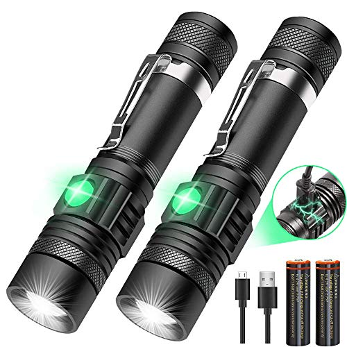 LED Tactical Flashlight Rechargeable (Battery Included), IPX6 Waterproof Flashlight, 1200lm, Super Bright LED, Zoomable, Pocket-size Small LED Flashlight for Hiking, Camping, Emergency