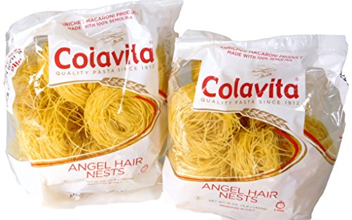 Colavita Imported Italian Angel Hair Capellini 100% Semolina Pasta Nests ( 2 packs of 16 Oz each )