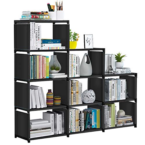 VOJUEAR DIY 9-Cubes Closet Storage Bookcase Organizers for Kids,Bookshelf with for Home,Office,Bedroom,Home Furniture Storage (Black)