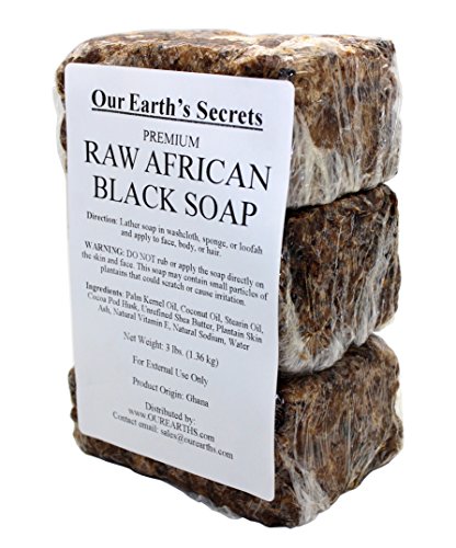 Our Earth's Secrets Premium Natural Raw African Black Soap, 3 Pound