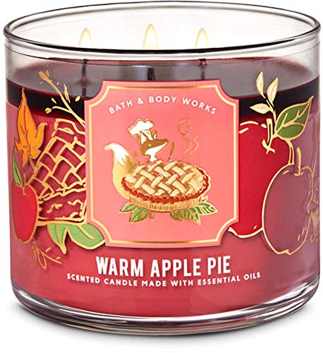 White Barn Candle Company Bath and Body Works 3-Wick Scented Candle w/Essential Oils - 14.5 oz - Warm Apple Pie (Baked Granny Smith Apple, Melted Brown Sugar, Flaky Homemade Crust)