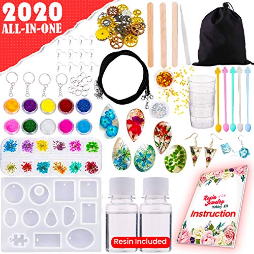 GoodyKing Resin Jewelry Making Starter Kit - Resin Kits for Beginners with Molds and Resin Jewelry Making Supplies - Silicone Casting Mold, Tools Set and Clear Epoxy Resin for DIY Jewelry Craft