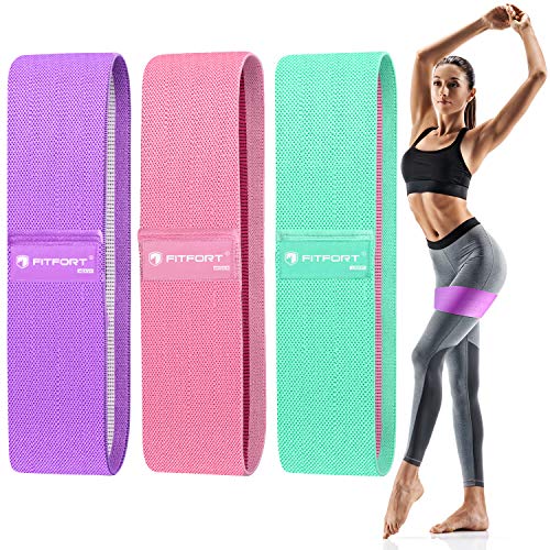 FITFORT Resistance Bands for Legs and Butt Exercise Bands - Non Slip Elastic Booty Bands, 3 Levels Workout Bands Women Sports Fitness Band for Squat Glute Hip Training