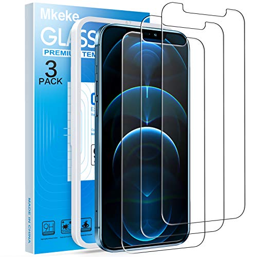 Mkeke Compatible with iPhone 12 Pro Max Screen Protector, Tempered Glass Screen Protector for iPhone 12 Pro Max 6.7 inches -3Pack