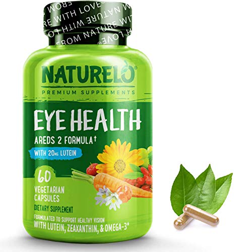 NATURELO Eye Vitamins - AREDS 2 Formula with Lutein, Zeaxanthin, Natural Vitamin C, Zinc - Best Supplement for Dry Eyes, Vision Preservation, Eye Health, Macular Support - 60 Vegan Capsules