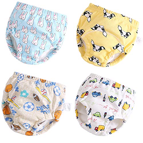 U0U 4 Pack Toddler Potty Training Pants Layered Cotton Training Underwear for Toddlers Boys S Blue
