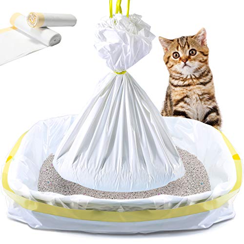 KONE Cat Litter Box Liners, 14 Count Jumbo Extra Durable Large Drawstring Kitty Litter Pan Bags Cat Waste Litter Bags Pet Cat Supplies (36' x 18')