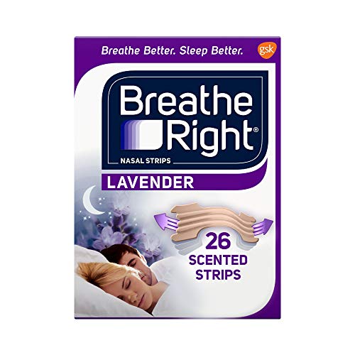 Breathe Right Nasal Strips to Stop Snoring, Drug-Free, Calming Lavender, 26 Count (Pack of 1)
