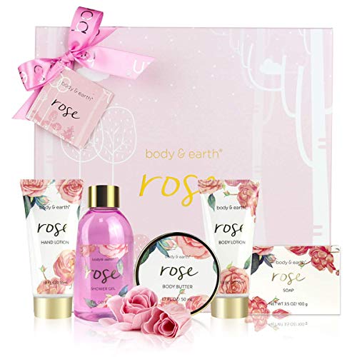 Bath Spa Gift Box for Women - Luxurious 6 Piece Bath and Body Set Includes Shower Gel, Body Butter, Hand Cream, Body Lotion, Perfect Women Gift for Home SPA Relaxation