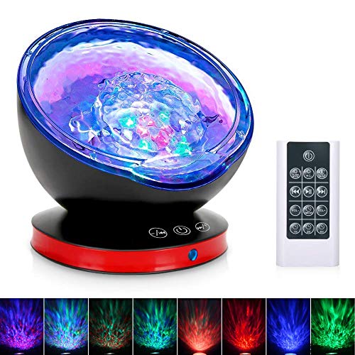 Ocean Wave Projector,12LED Night Light Lamp with Adjustable Lightness Remote Control Timer, 8 Color Changing Lighting Modes Star Projector Perfect Choice for Baby Bedroom Decoration