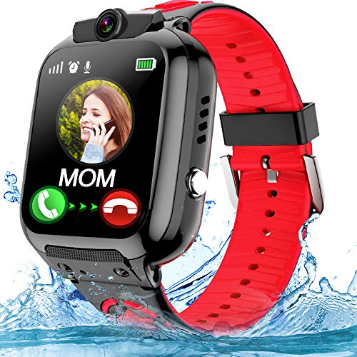 OVV Kids Smartwatch Phone with WiFi/LBS Tracker for Girls Boys with IP67 Waterproof SOS Call Camera Touch Screen Game Alarm Children Digital Wrist Watch Gift Electronic Watch Toys (Red)