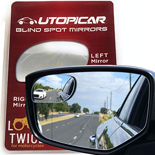 Blind Spot Mirrors. Unique design Car Door mirrors / Mirror for blind side engineered by Utopicar for larger image and traffic safety. Awesome rear view! [frameless design] (2 pack)