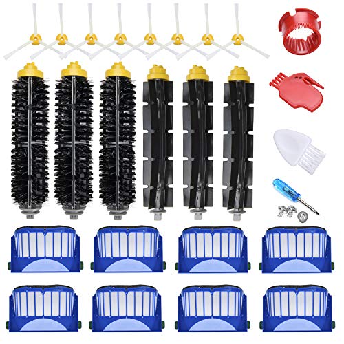 JoyBros 24-Pack Replacement Parts Accessories Compatible for iRobot Roomba 690 692 670 671 677 680 650 614 595 585 600 Series:Filter Side Roller Brush Vacuum Cleaner Replenishment Kit