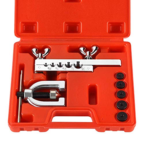 Wostore Auto Double Flaring Tool Kit Copper Aluminum Soft Steel Brake Line and Brass Tubing Tools 45 Degree Flares