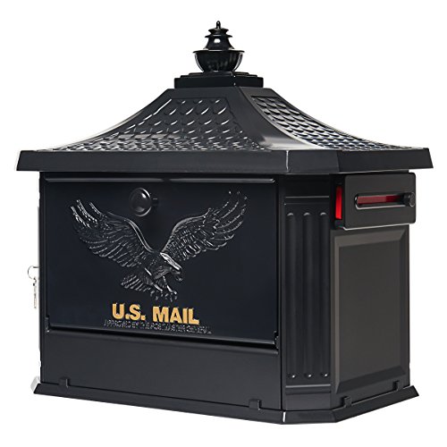 Gibraltar Mailboxes Hamilton Large Capacity Cast Aluminum Black, Post-Mount Mailbox, HM200B00