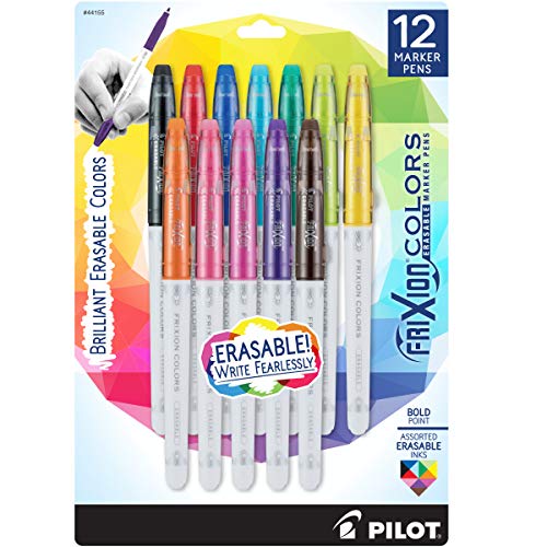 PILOT FriXion Colors Erasable Marker Pens, Bold Point, Assorted Color Inks, 12-Pack (44155)