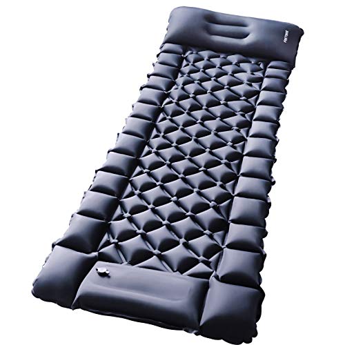 FRETREE Camping Air Sleeping Pad Mat - Foot Press Inflatable Lightweight Backpacking Pad for Hiking Traveling, Durable Waterproof Air Mattress Compact Hiking Pad