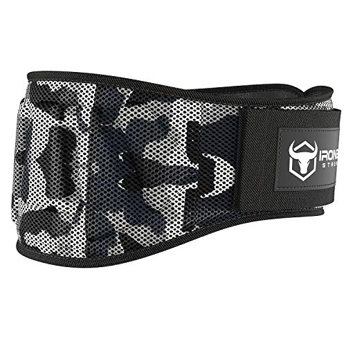 Iron Bull Strength Weightlifting Belt for Men and Women - 6 Inch Auto-Lock Weight Lifting Back Support, Workout Back Support for Lifting, Fitness, Cross Training and Powerlifitng (Medium, Camo White)