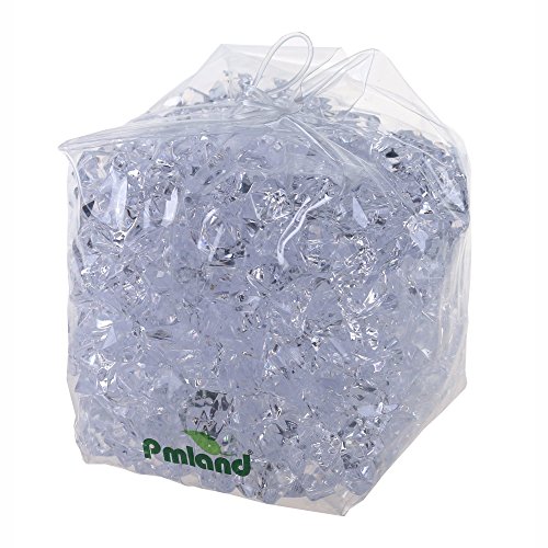 PMLAND Clear Acrylic Ice Rocks Crystals Gems - 1 Inch Length 3 lbs Bulk Bag for Vase Filler Table Scatter Party Wedding Arts Crafts Decoration Display Idea