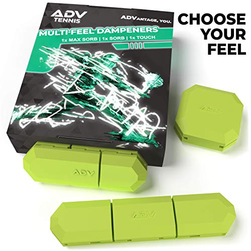 ADV Tennis Vibration Dampener - Set of 3 - Ultimate Shock Absorbers for Racket and Strings - Premium Quality, Durable, and 100% Reliable - Newest Technology (Bright Yellow Green)
