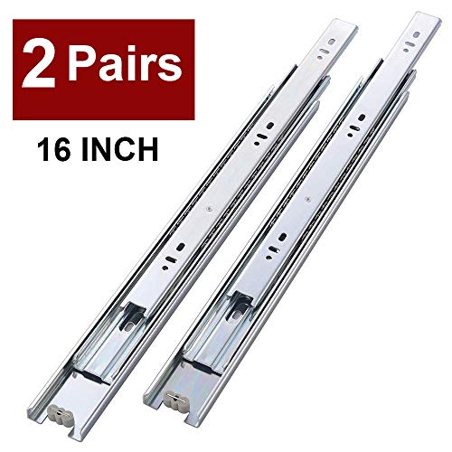 VALISY 2 Pair of 16 Inch Full Extension Side Mount Ball Bearing Sliding Drawer Slides, Available in 10', 12', 14', 16', 18' and 20' Lengths …