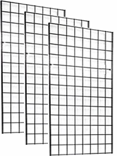 2' x 4' Foot Commercial Grade Wire Grid Wall Panel Display, 3' ON Center 3-Pack, Black