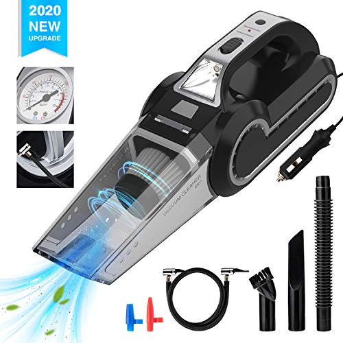 Enpro Handheld Vacuums, Mutifunction Car Vacuums Cleaner with Searchlight, Tire Pressure Gauge and Car Inflator, 120W DC 12V Up to 6500Pa Powerful Suction for Wet and Dry Amphibious