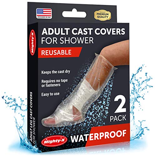 100% Waterproof Cast Cover Leg -2020 UpgradedWatertight Seal - Reusable Adult Cast Covers for Shower Leg, Knee & Ankle - 2 Pack