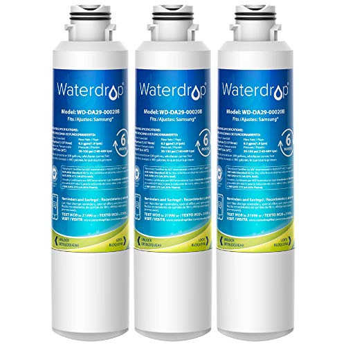 Samsung DA29-00020B Refrigerator Water Filter Replacement by Waterdrop, Compatible with Samsung DA29-00020B, DA29-00020B-1, Haf-Cin/Exp, 46-9101, RF4267HARS, RF28HFEDBSR, 3 Filters