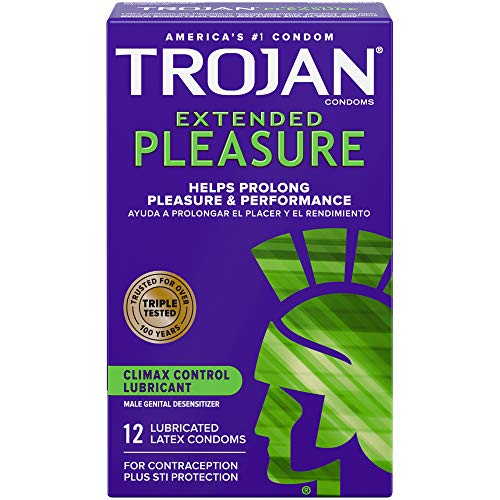 Trojan Extended Climax Control Condoms with Delay Lubricant, 12 Count (Pack of 1)