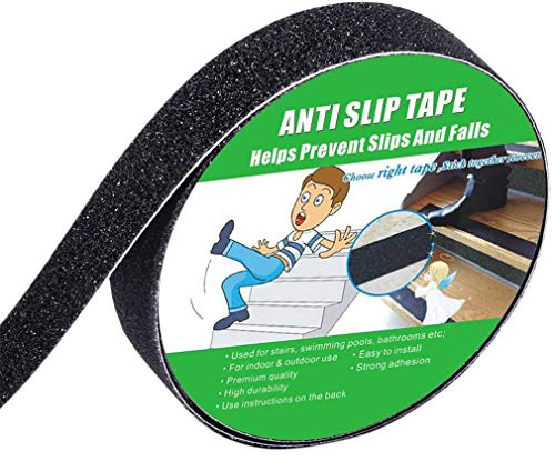 Anti Slip Tape, High Traction,Strong Grip Abrasive, Not Easy Leaving Adhesive Residue, Indoor & Outdoor (1' Width x 190' Long, Black)