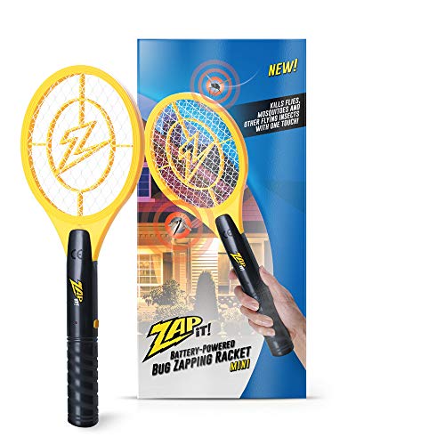 ZAP IT! Bug Zapper - Battery Powered (2xAA) Mosquito, Fly Killer and Bug Zapper Racket - 3,500 Volt - Safe to Touch (Mini, Yellow)