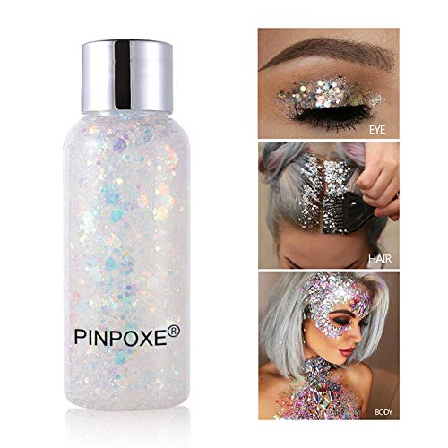 Body Glitter, Glitter Body Gel, Long Lasting Sparkling, Mermaid Scale Face Body Sequins, Holographic Chunky Glitter, Flash Cream Eye Shadow Colorful Polarized Stage Makeup