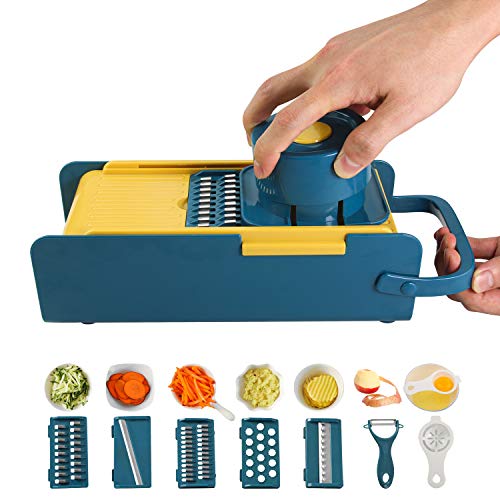 FUHUIM Mandoline Slicer, 7 in 1 Adjustable Vegetable Slicer, Fits for Cutting Cucumber/Potato/Carrot/Ginger/Garlic, Food Slicer Good Kitchen Tools