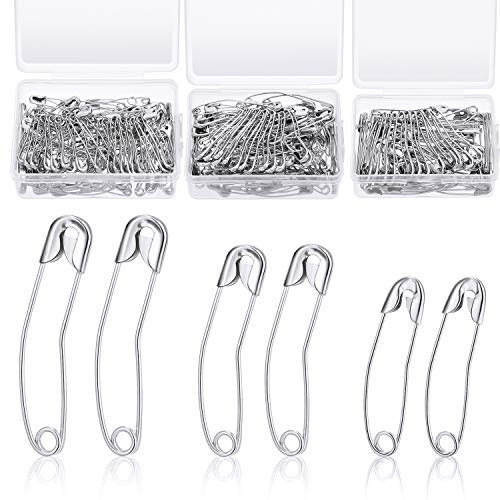 260 Pieces Safety Pins 3 Size Quilting Basting Pins Stainless Steel Safety Pins for Fixing Objects