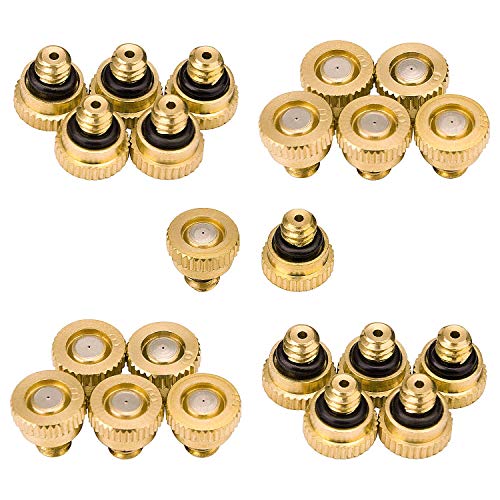 Aootech Brass Misting Nozzles for Outdoor Cooling System 22 pcs,0.012' Orifice (0.3 mm) 10/24 UNC