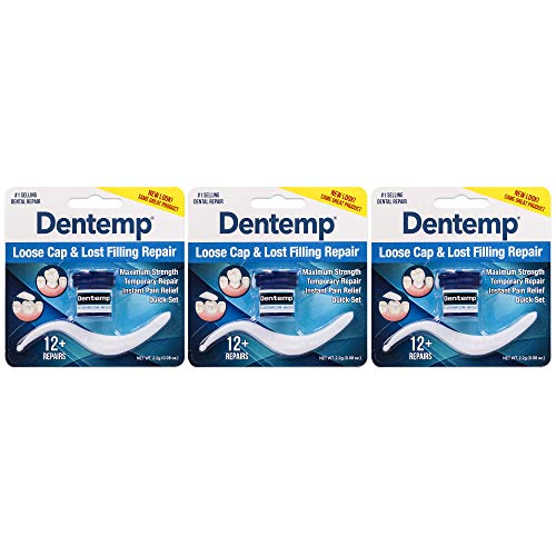Dentemp Maximum Strength Dental Cement, 0.07 Ounce, 3 Count (Packaging May Vary)
