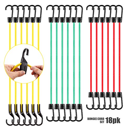 Cartman Bungee Cords 18pk, 40' (6pk) with Adjustable Hooks, 32', 24” Bungee Cords