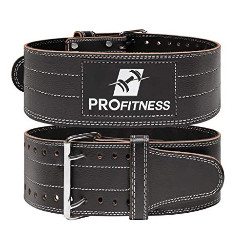 ProFitness Weight Lifting Belts for Men and Woman Leather Weightlifting Belt Comes with (Black/White, Medium)