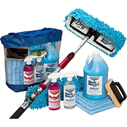 Waterless RV Aircraft Boat Wash Wax Mop Kit With Deluxe Pole, No Ladder Needed, Wash, Wax, Dry, Anywhere, Anytime, No Restrictions